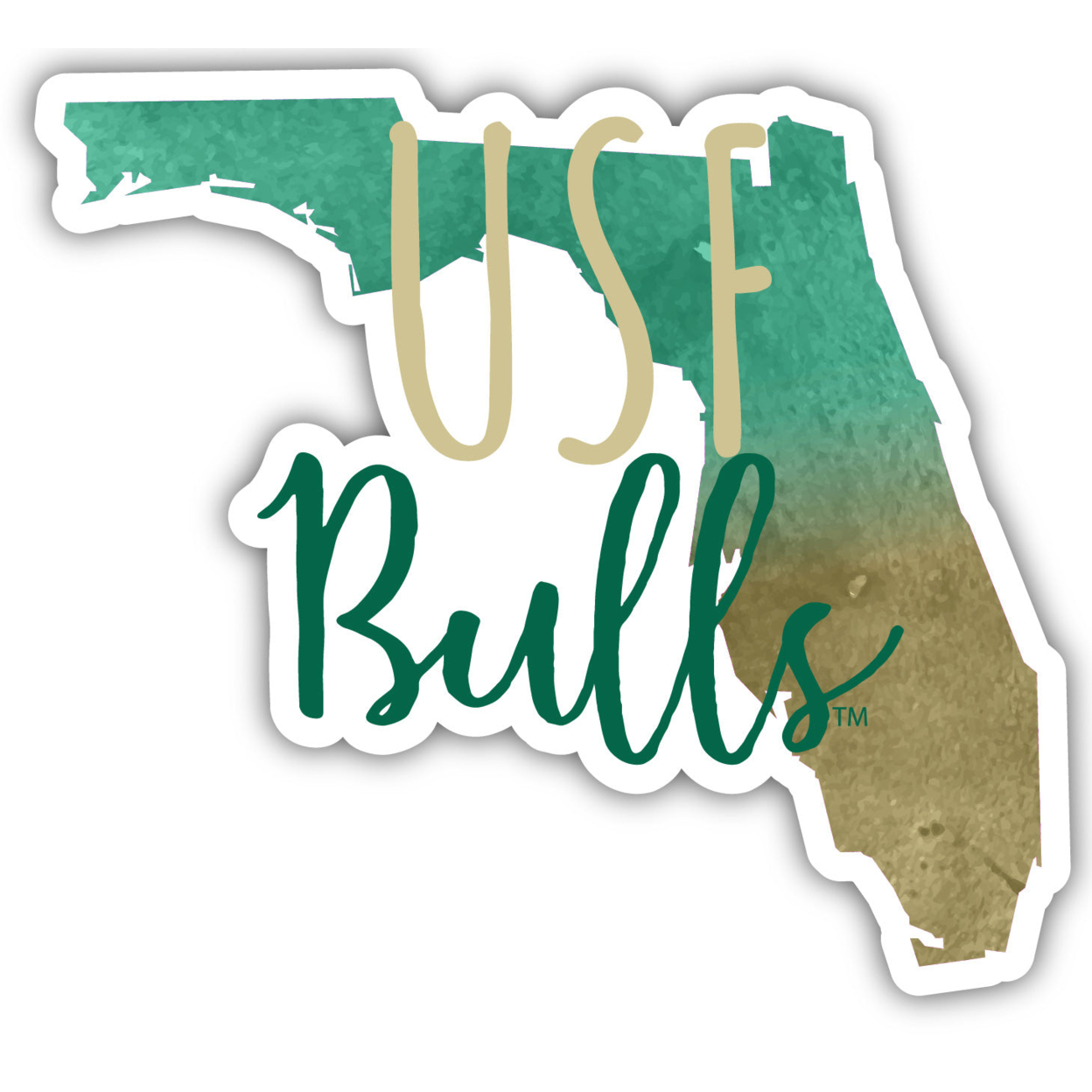 South Florida Bulls Watercolor State Die Cut Decal 2-Inch