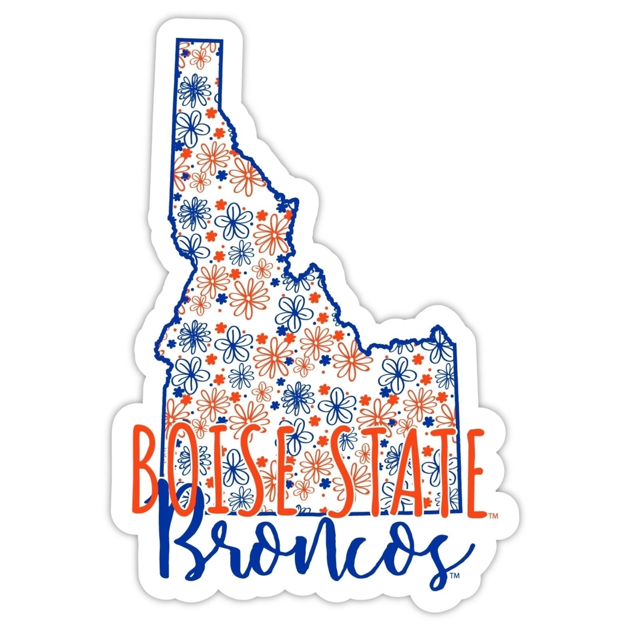 Boise State Broncos Floral State Die Cut Decal 2-Inch