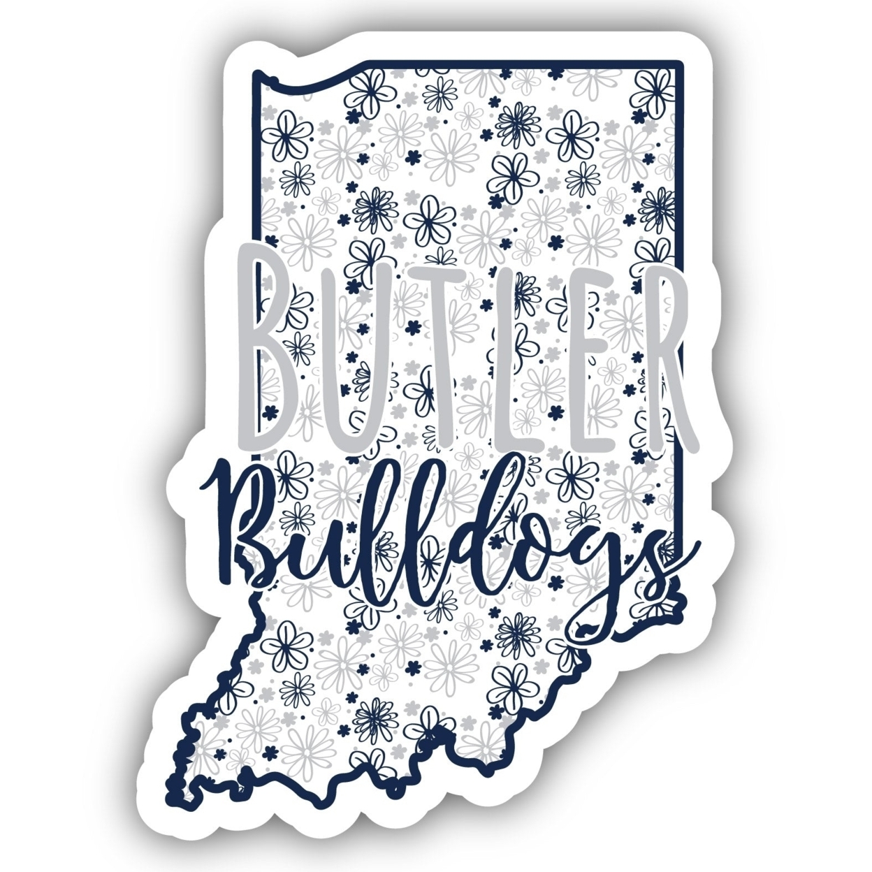 Butler Bulldogs Floral State Die Cut Decal 2-Inch