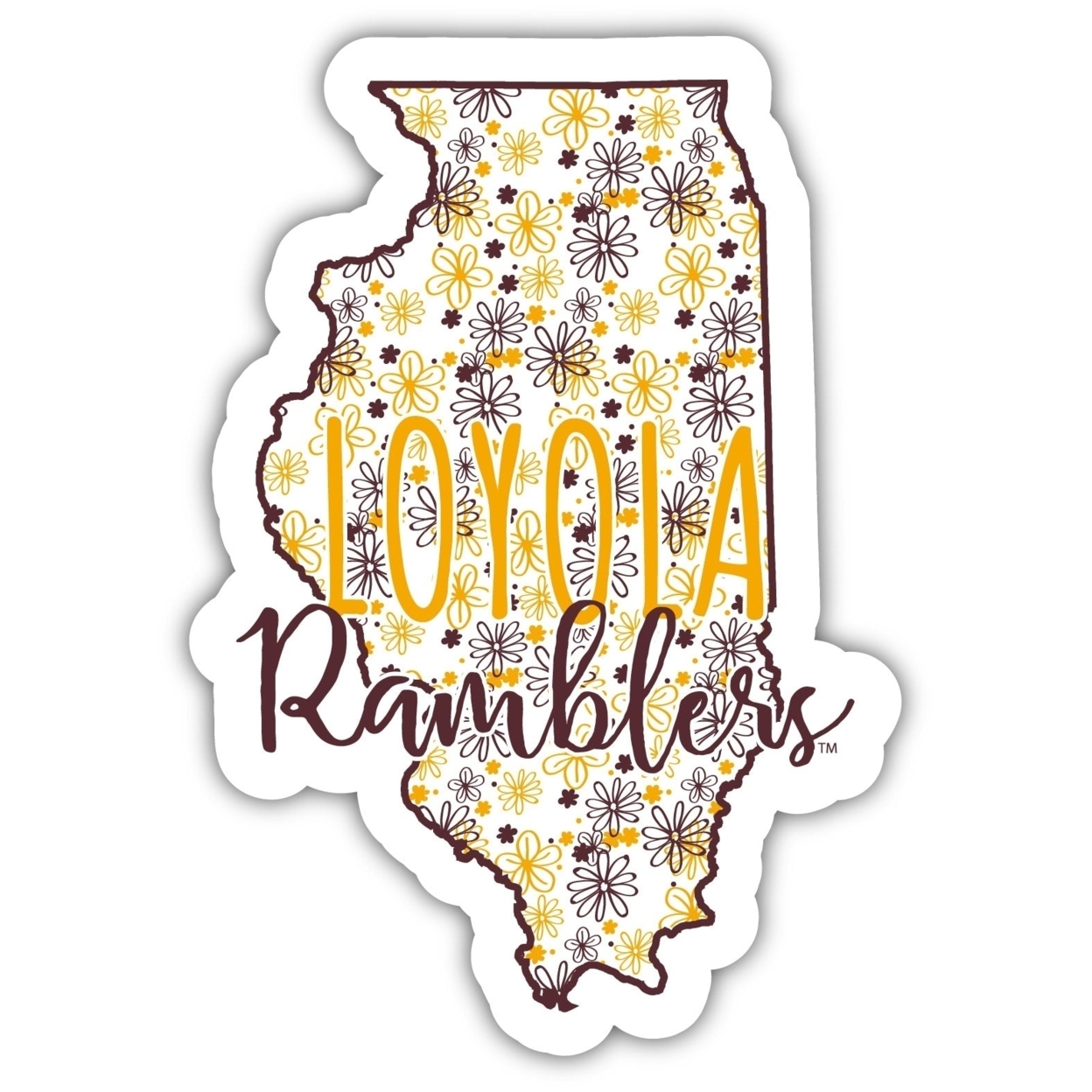 Loyola University Ramblers Floral State Die Cut Decal 2-Inch