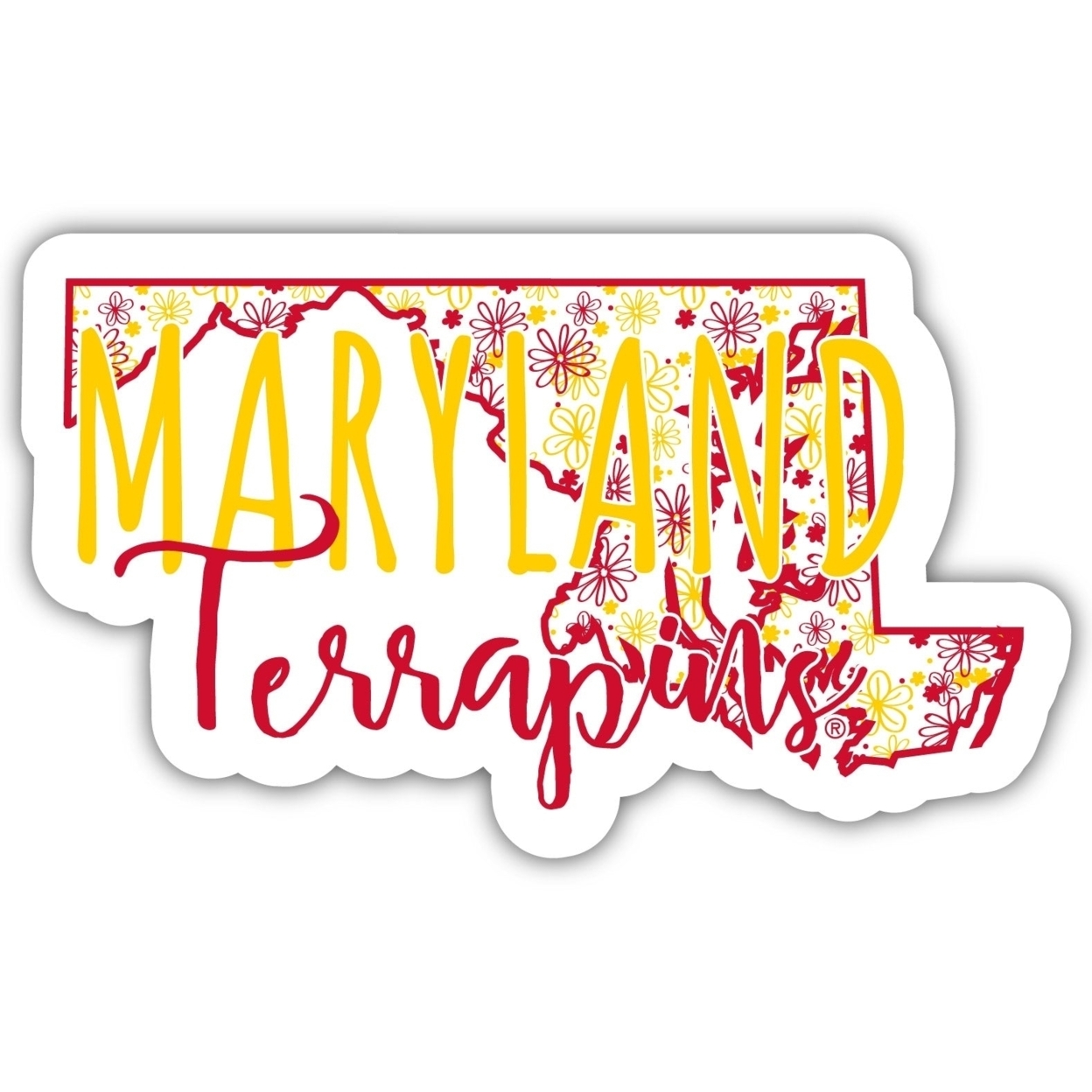 Maryland Terrapins Floral State Die Cut Decal 2-Inch