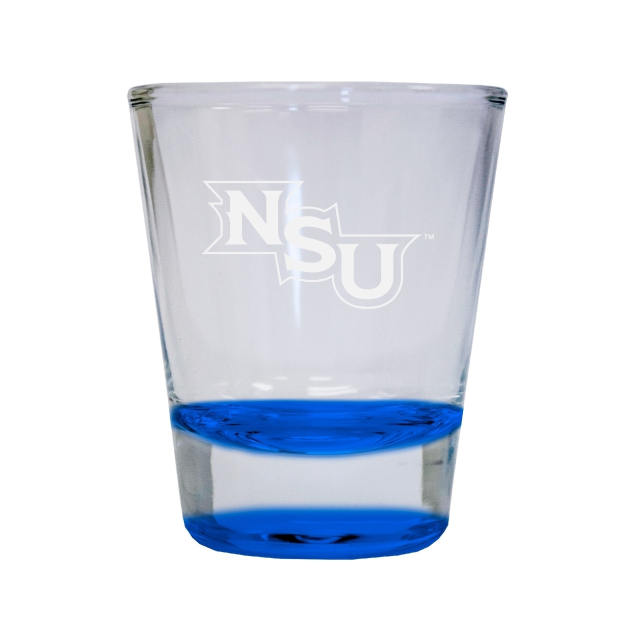 Northwestern State Demons Etched Round Shot Glass 2 Oz Blue