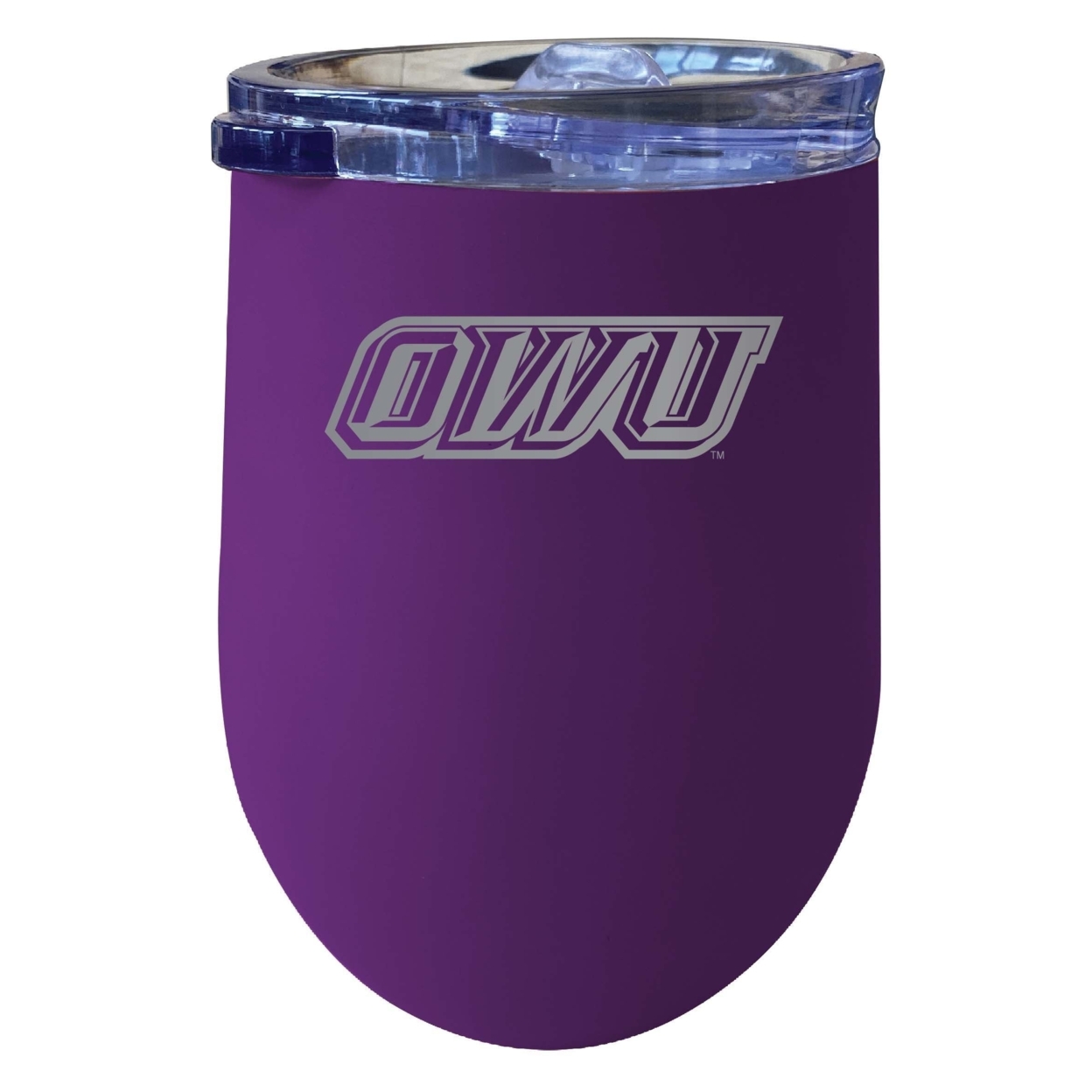 Ohio Wesleyan University 12 Oz Etched Insulated Wine Stainless Steel Tumbler Purple