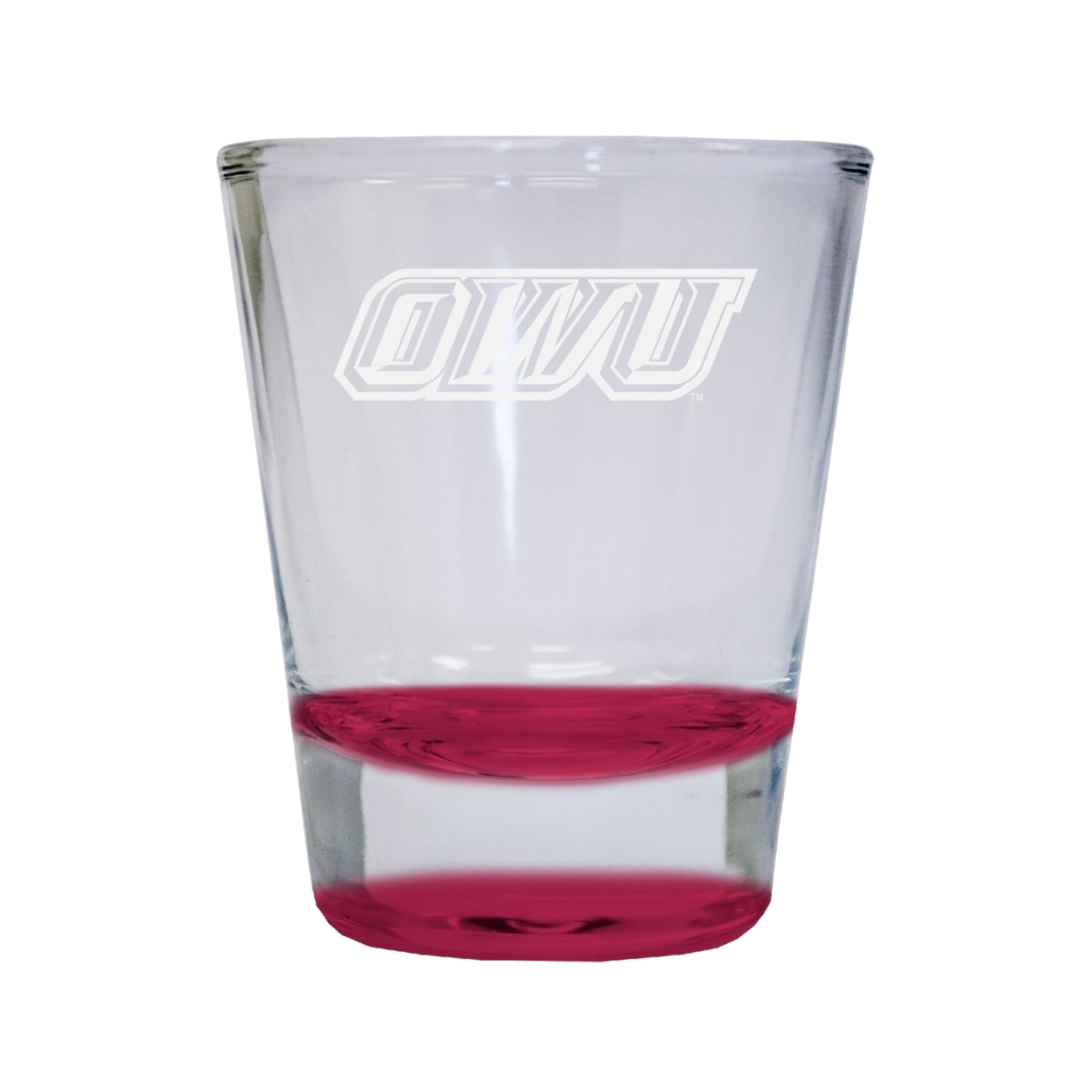 Ohio Wesleyan University Etched Round Shot Glass 2 Oz Red