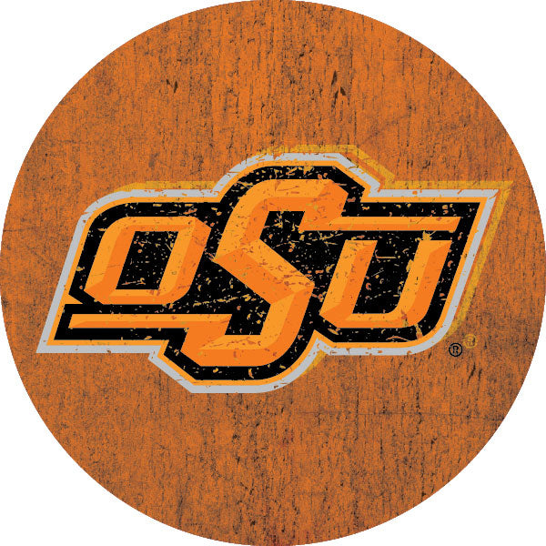 Oklahoma State Cowboys Distressed Wood Grain 4 Inch Round Magnet