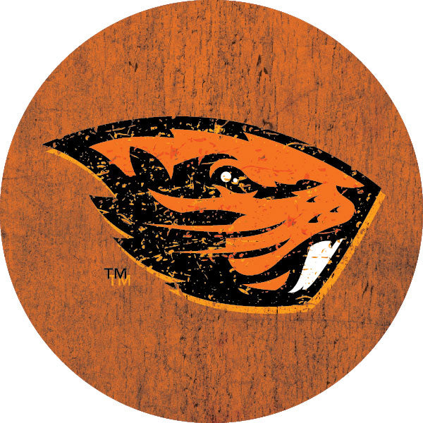 Oregon State Beavers Distressed Wood Grain 4 Inch Round Magnet
