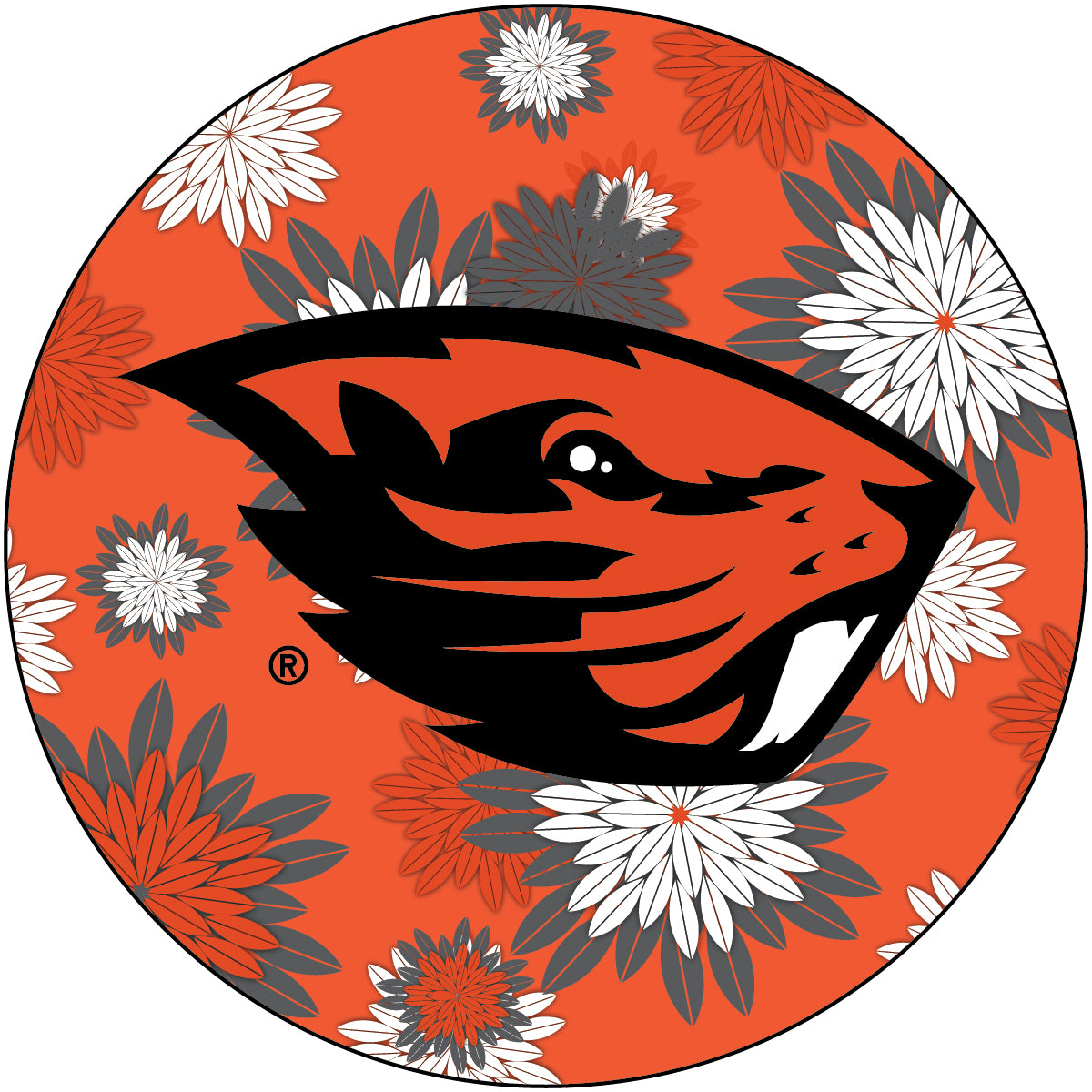 Oregon State Beavers 4 Inch Round Floral Magnet