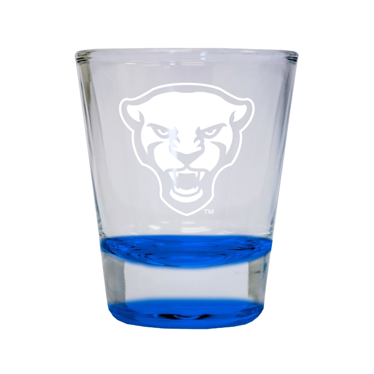 Pittsburgh Panthers Etched Round Shot Glass 2 Oz Blue