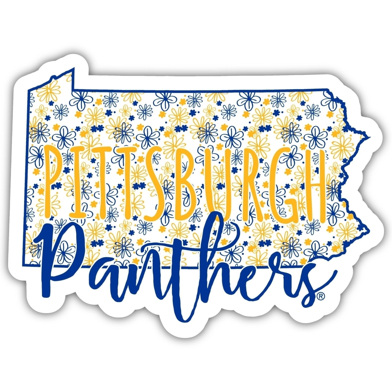 Pittsburgh Panthers Floral State Die Cut Decal 2-Inch