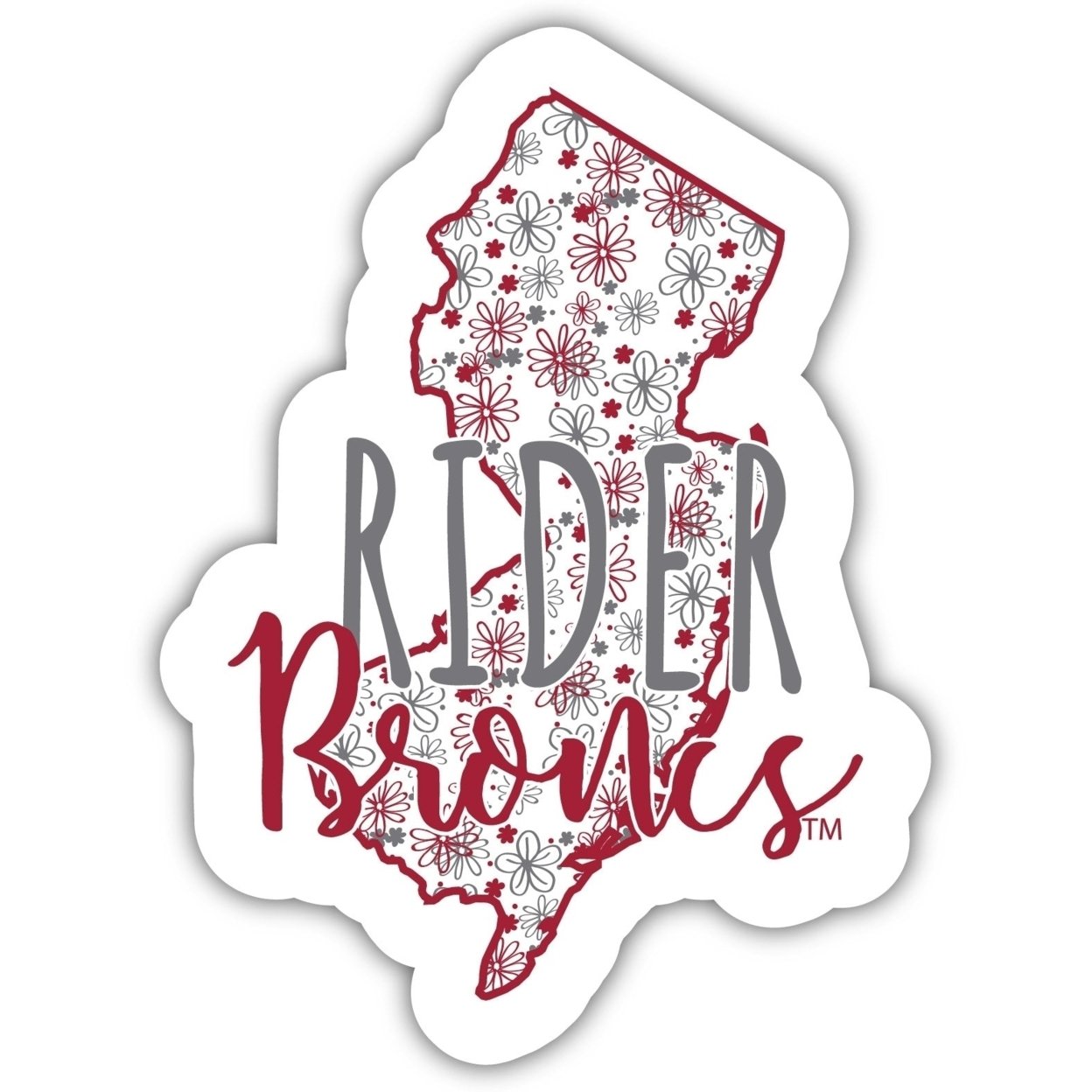Rider University Broncs Floral State Die Cut Decal 2-Inch