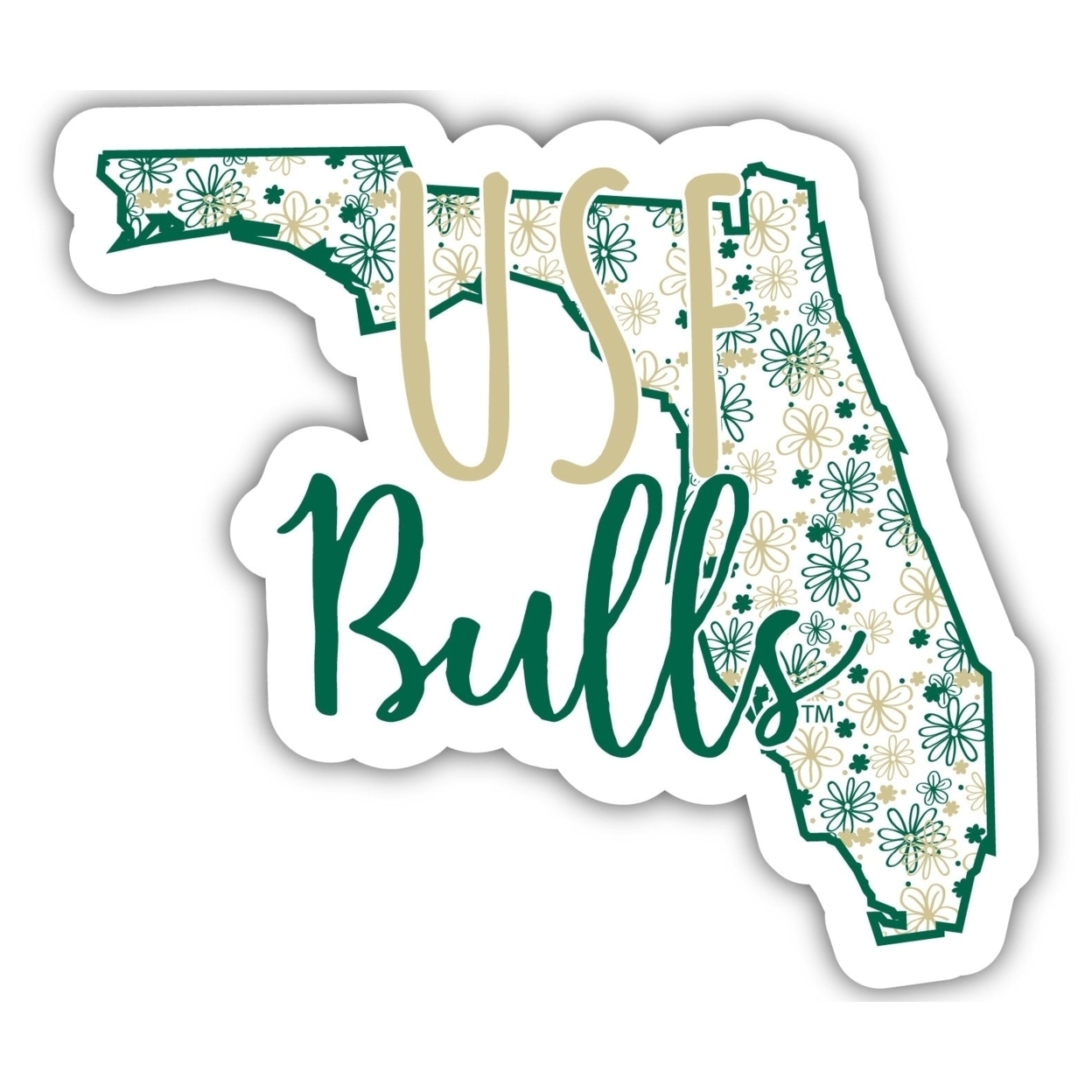 South Florida Bulls Floral State Die Cut Decal 2-Inch