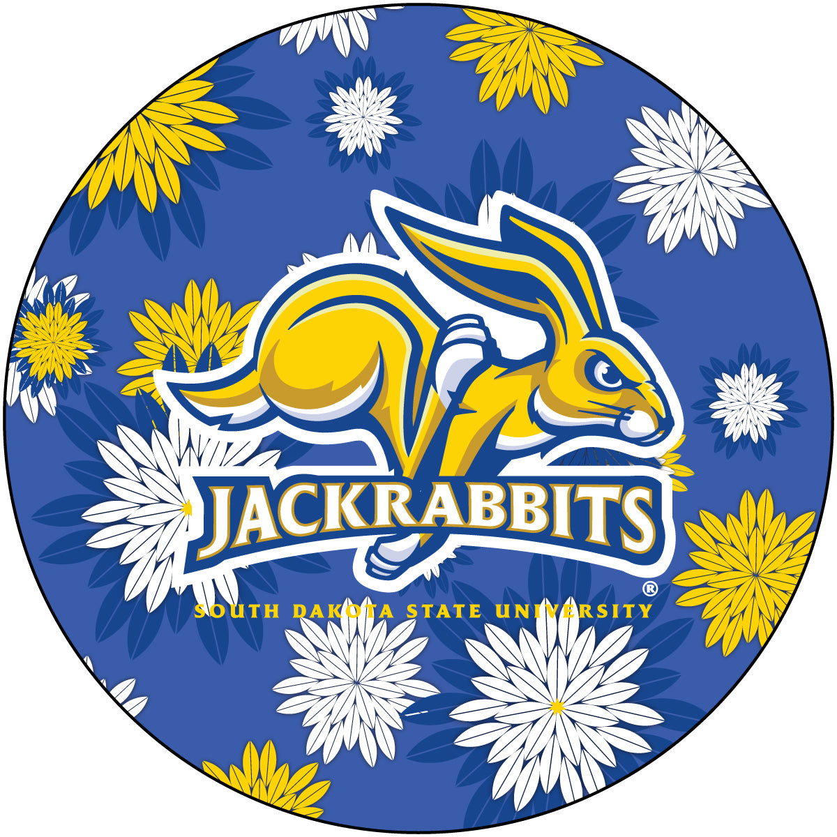 South Dakota State Jackrabbits 4 Inch Round Floral Magnet