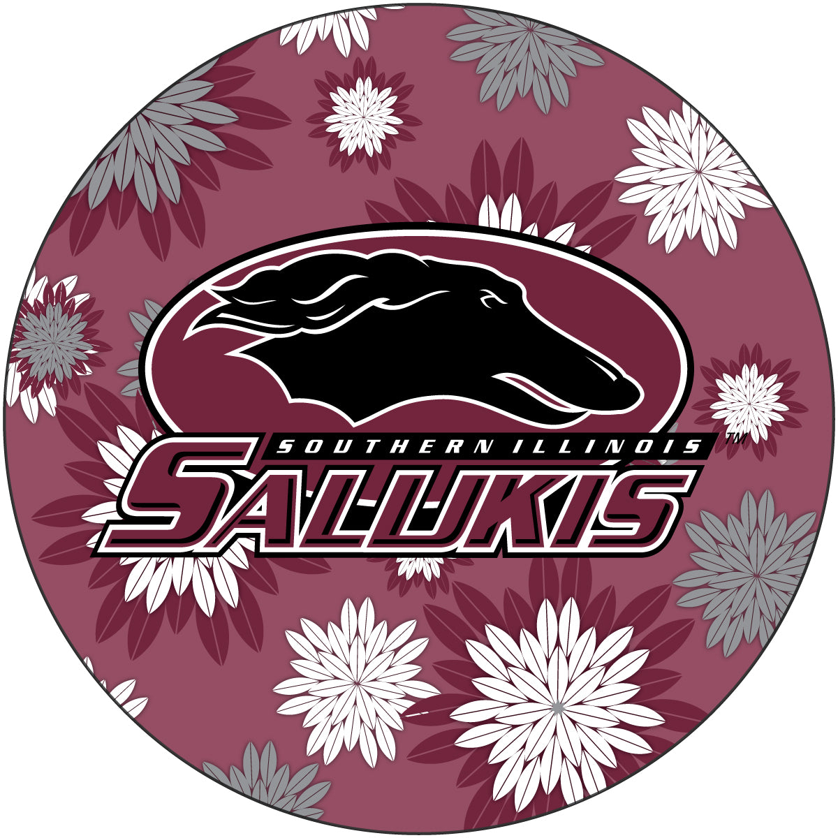 Southern Illinois Salukis 4 Inch Round Floral Magnet