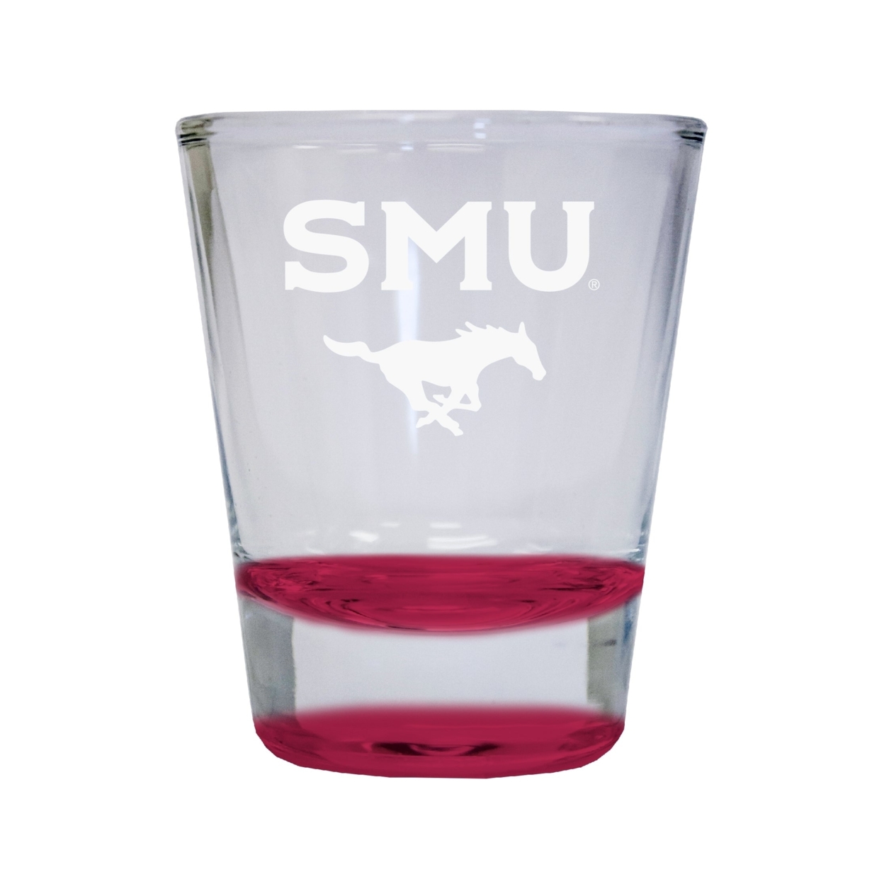 Southern Methodist University Etched Round Shot Glass 2 Oz Red