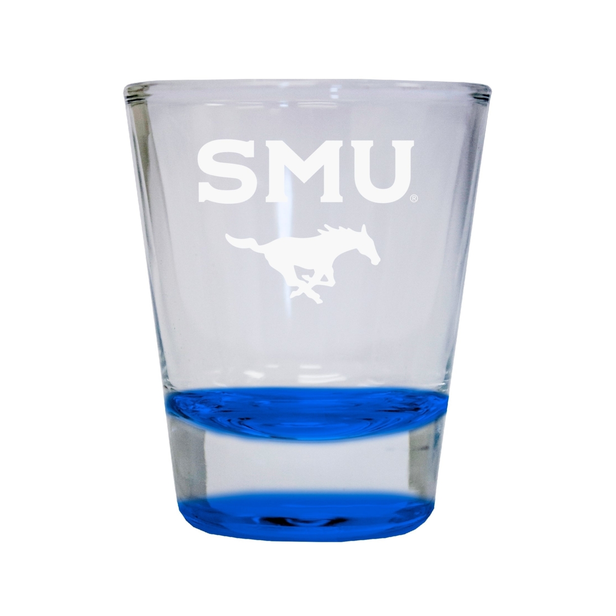 Southern Methodist University Etched Round Shot Glass 2 Oz Blue