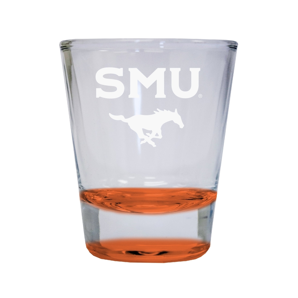 Southern Methodist University Etched Round Shot Glass 2 Oz Orange