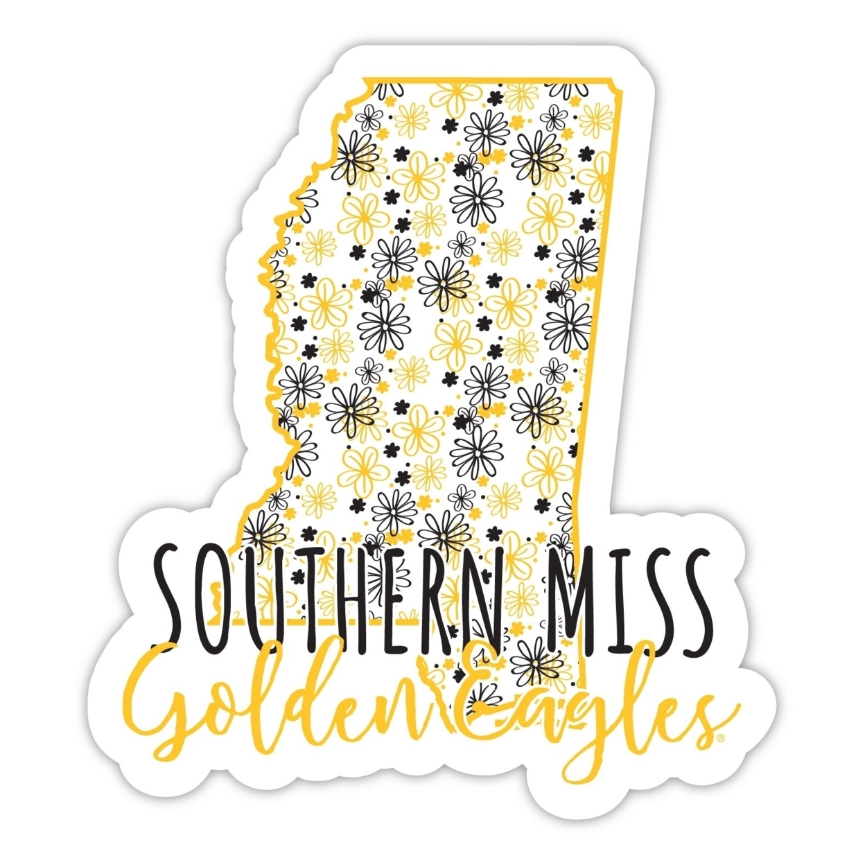 Southern Mississippi Golden Eagles Floral State Die Cut Decal 2-Inch