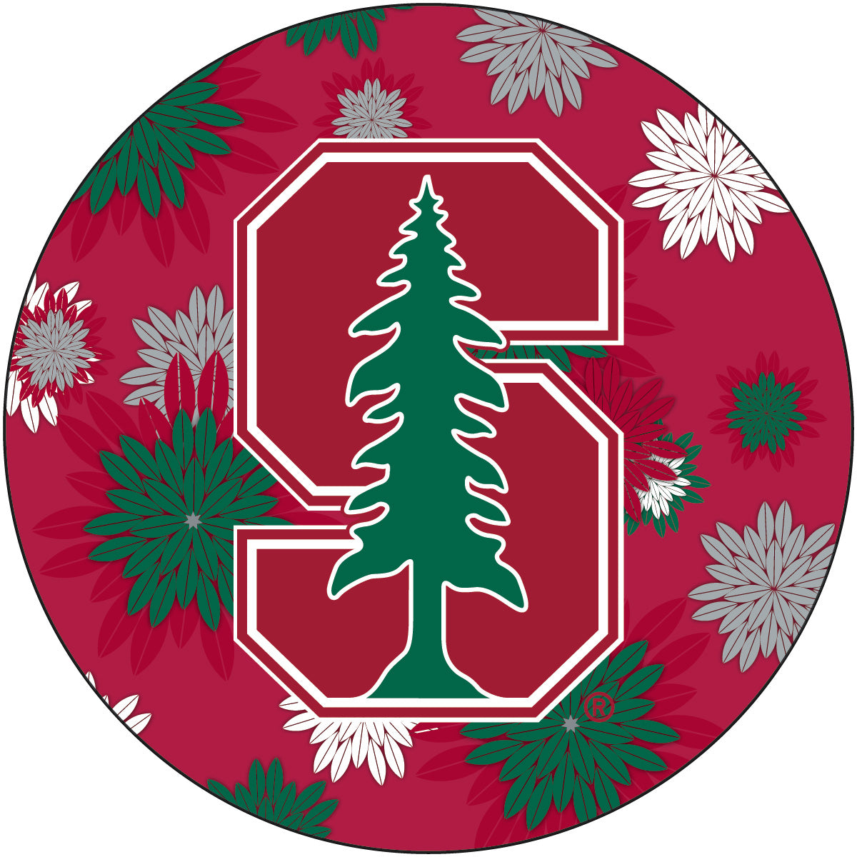 Stanford University 4 Inch Floral Round Magnet
