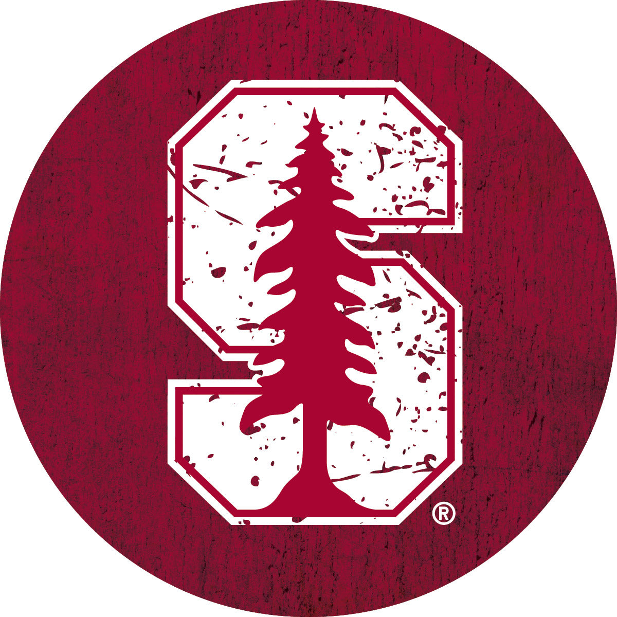 Stanford University Distressed Wood Grain 4 Inch Round Magnet