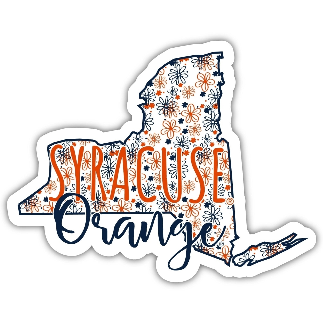 Syracuse Orange Floral State Die Cut Decal 2-Inch