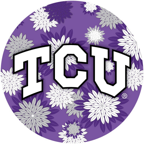 TCU Horned Frogs 4 Inch Round Floral Magnet