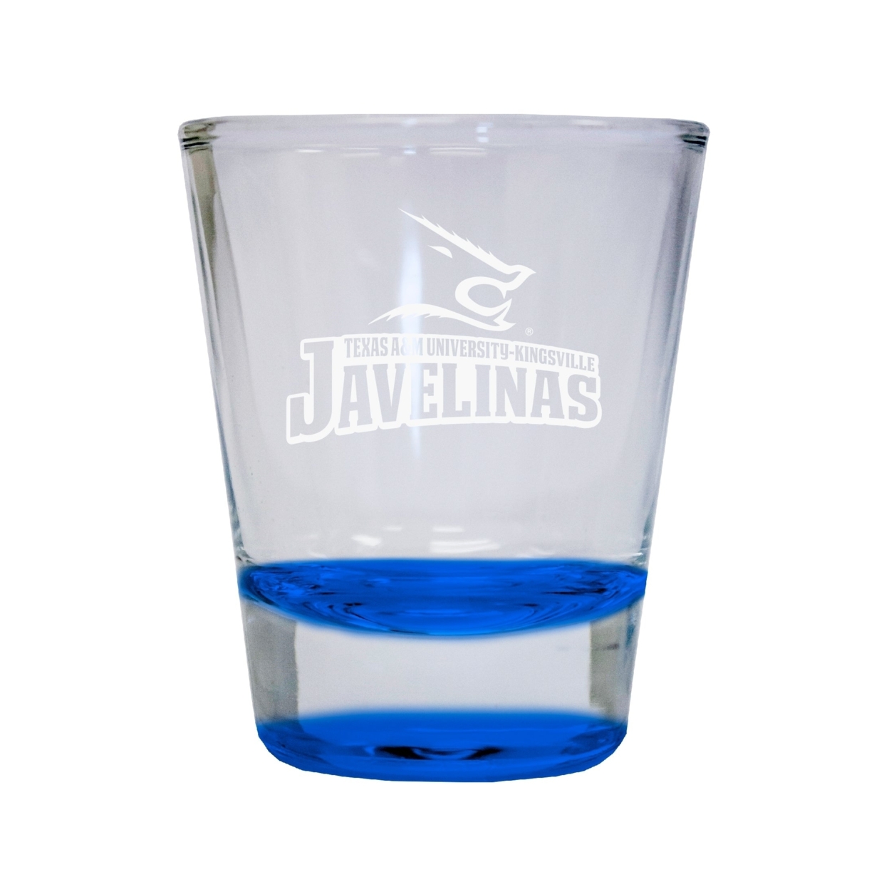 Texas A&M Kingsville Javelinas Etched Round Shot Glass 2 Oz Blue