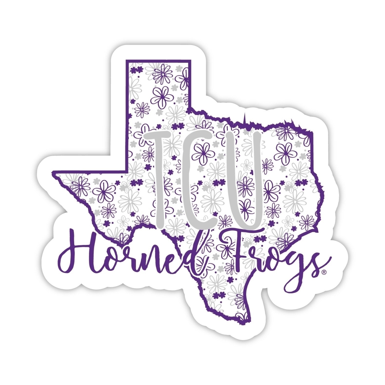 Texas Christian University Floral State Die Cut Decal 2-Inch