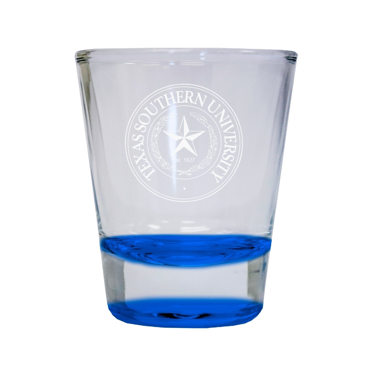 Texas Southern University Etched Round Shot Glass 2 Oz Blue