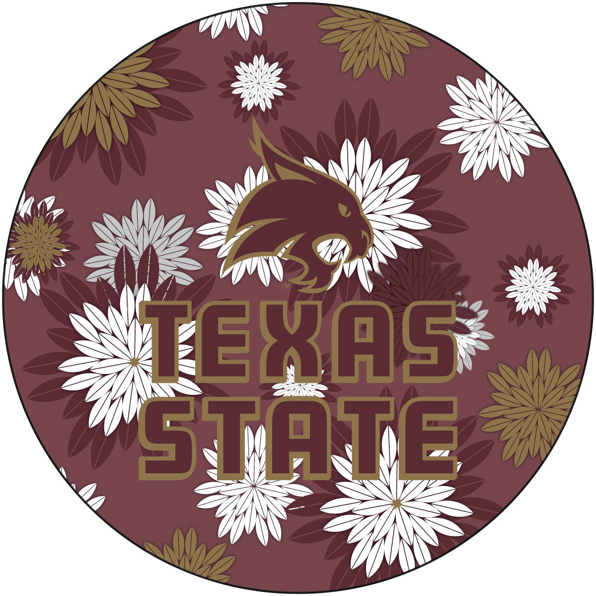 Texas State Bobcats 4 Inch Round Floral Magnet