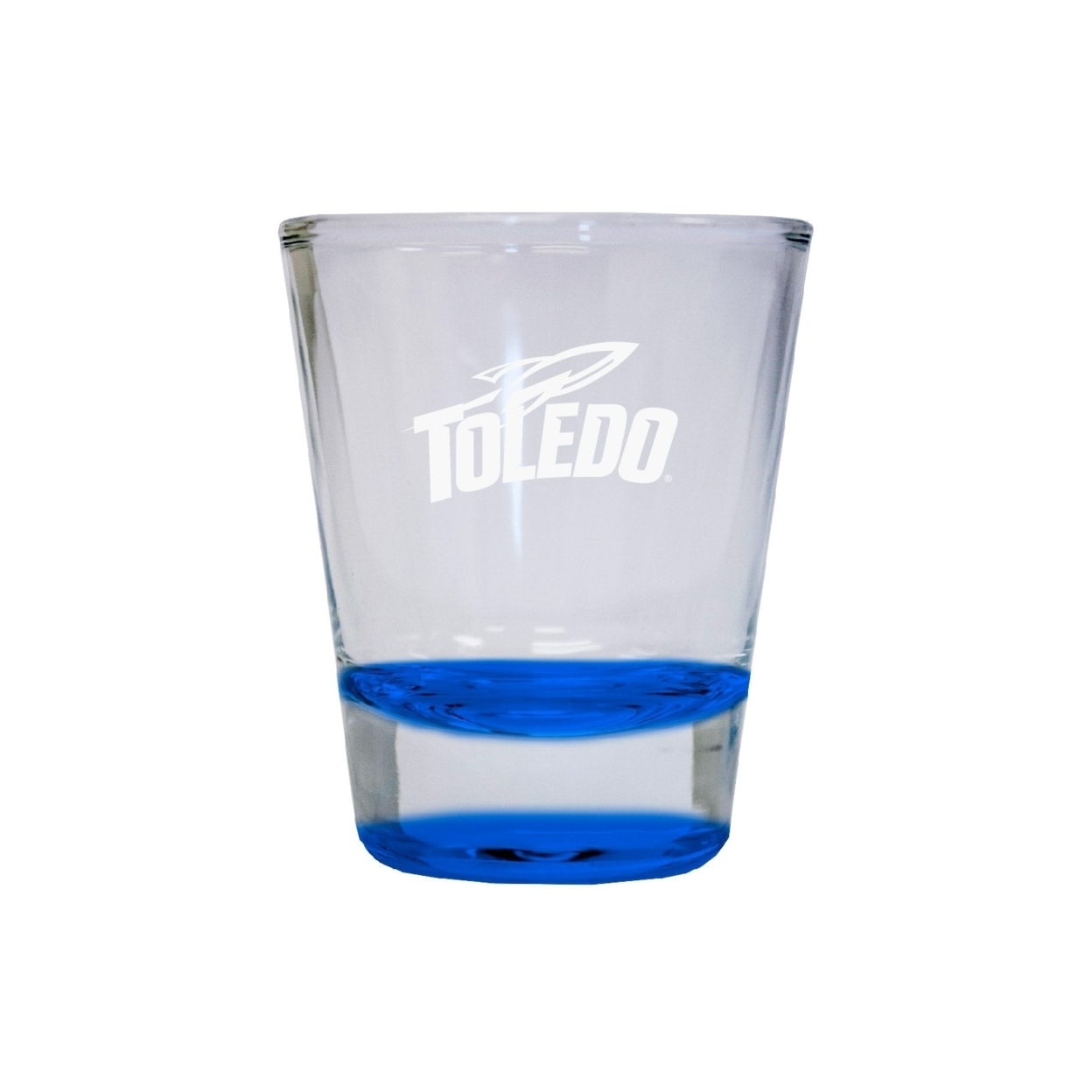 Toledo Rockets Etched Round Shot Glass 2 Oz Blue