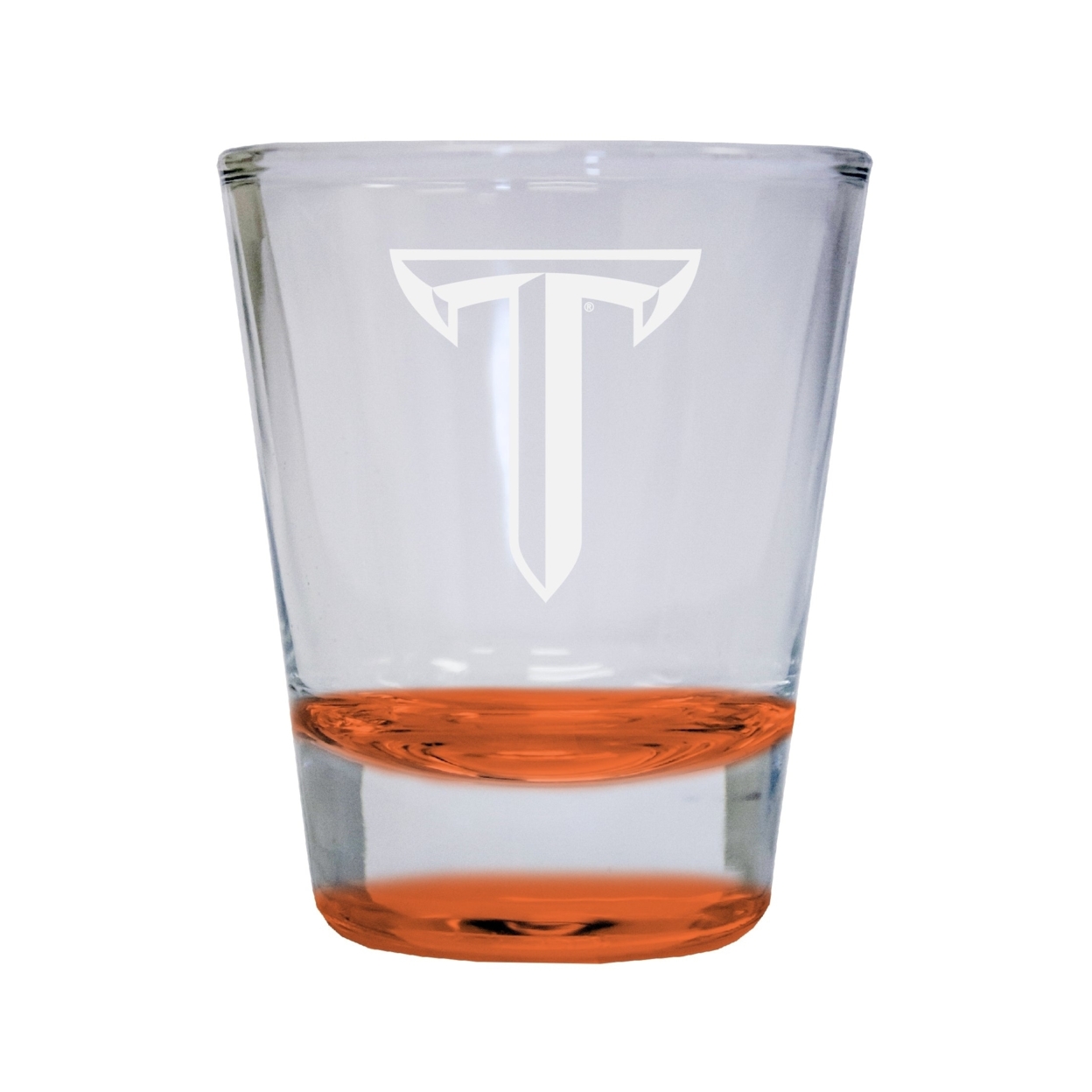 Troy University Etched Round Shot Glass 2 Oz Orange