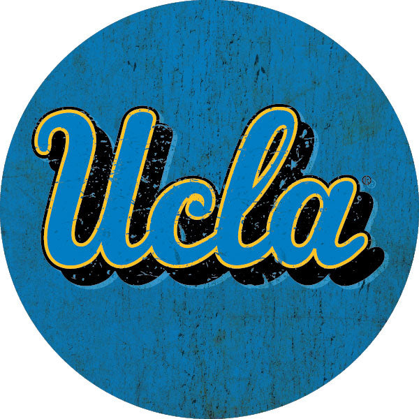 UCLA Bruins Distressed Wood Grain 4 Inch Round Magnet