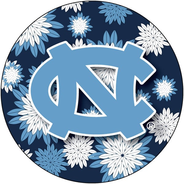 UNC Tarheels 4 Round Floral Magnet-University Of North Carolina Magnet-New For 2016
