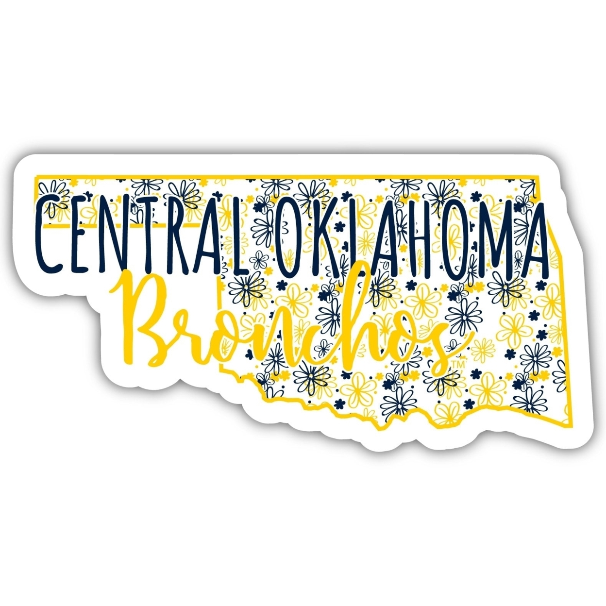 University Of Central Oklahoma Bronchos Floral State Die Cut Decal 2-Inch
