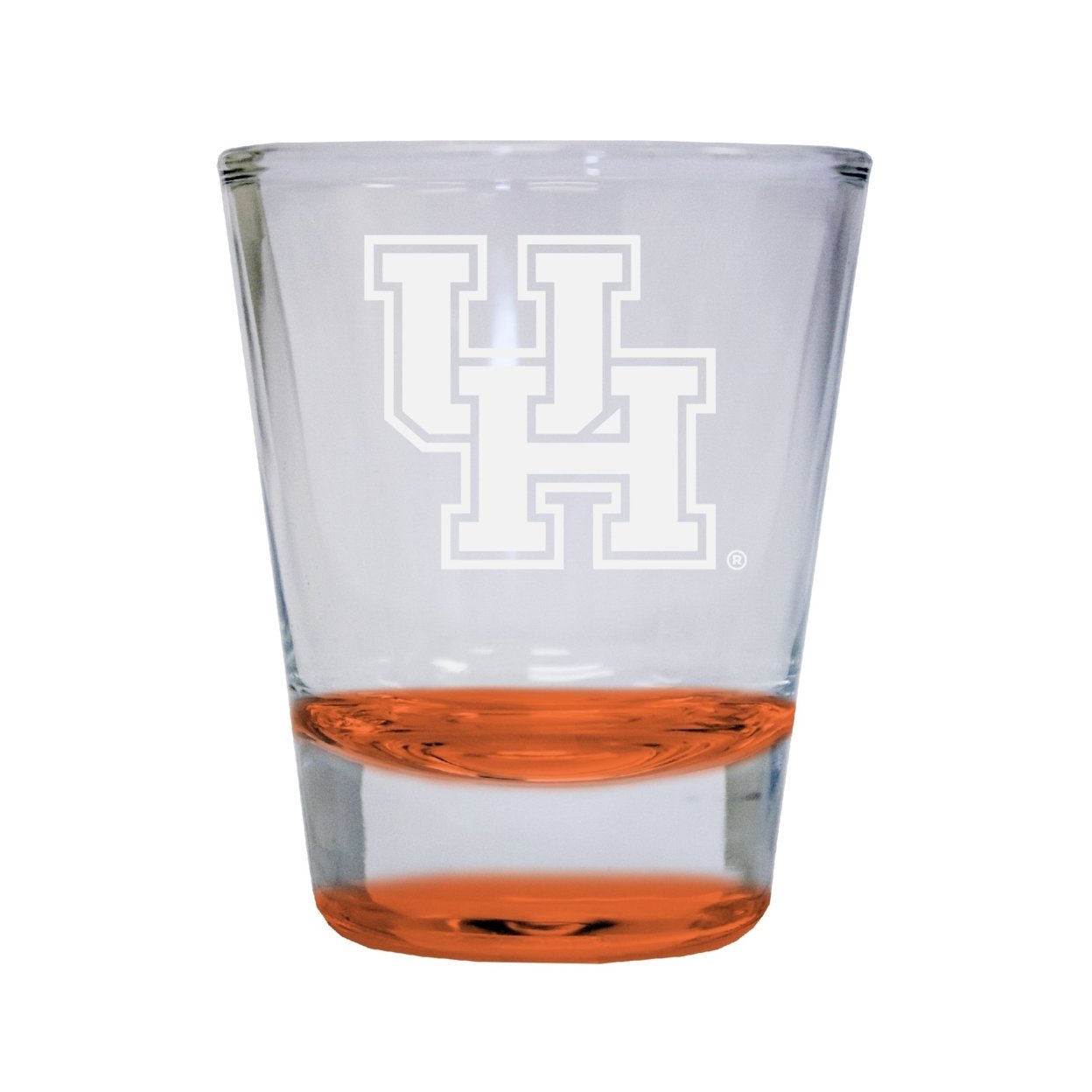 University Of Houston Etched Round Shot Glass 2 Oz Orange