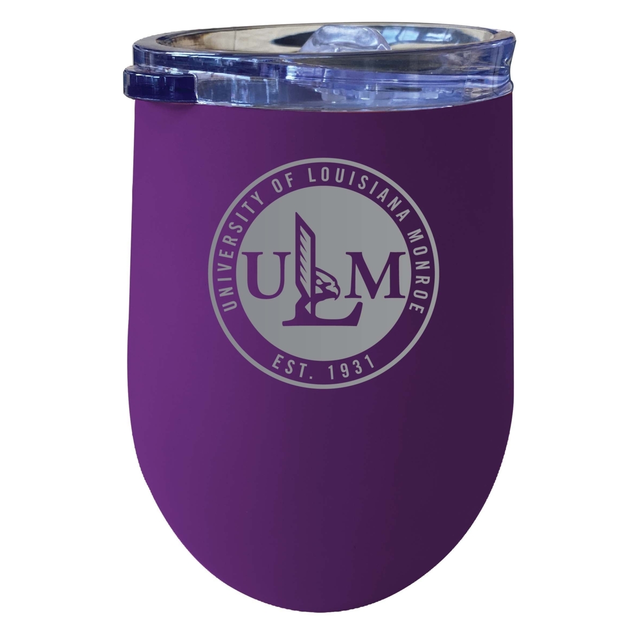 University Of Louisiana Monroe 12 Oz Etched Insulated Wine Stainless Steel Tumbler Purple