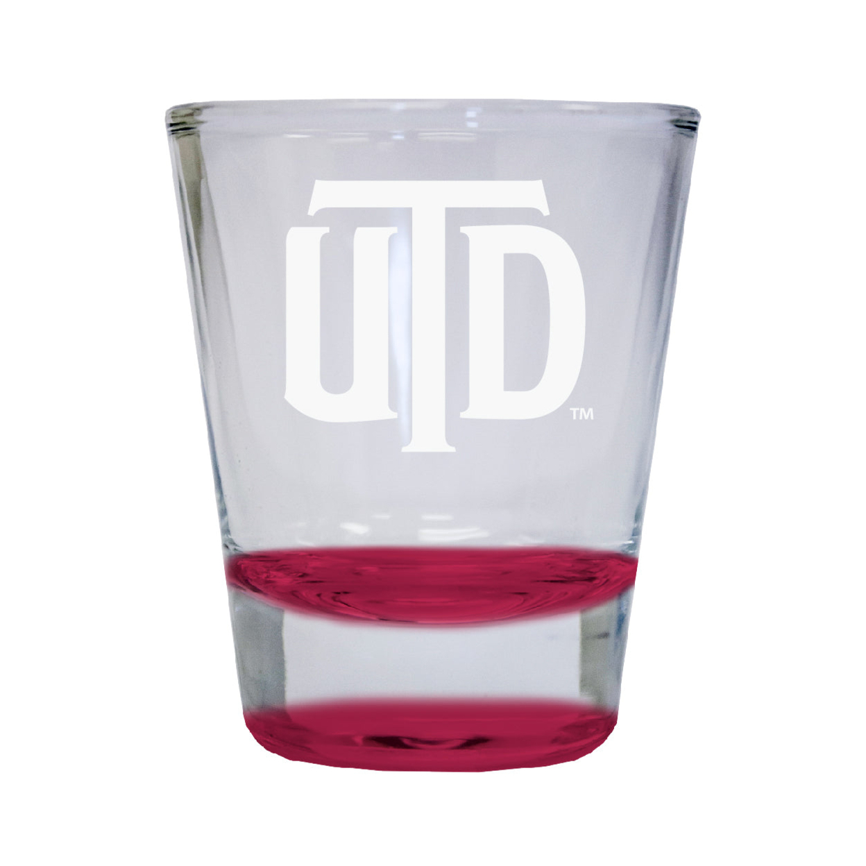 University Of Texas At Dallas Etched Round Shot Glass 2 Oz Red