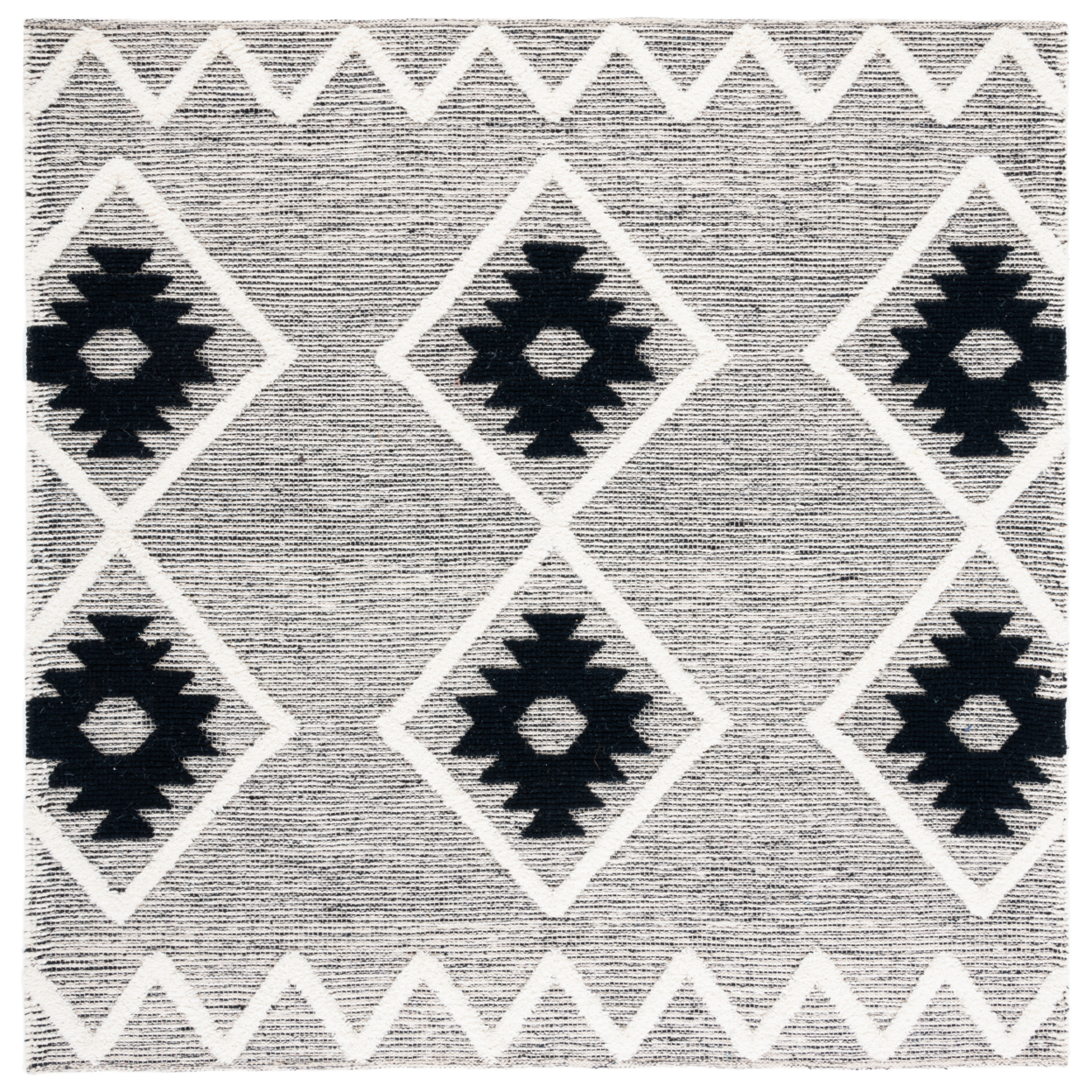 SAFAVIEH Vermont Collection VRM602H Black / Ivory Rug - 6 X 6 Square