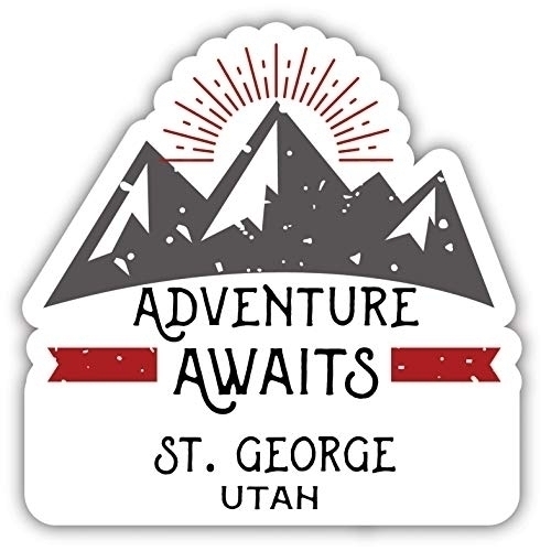 St. George Utah Souvenir Decorative Stickers (Choose Theme And Size) - Single Unit, 4-Inch, Adventures Awaits