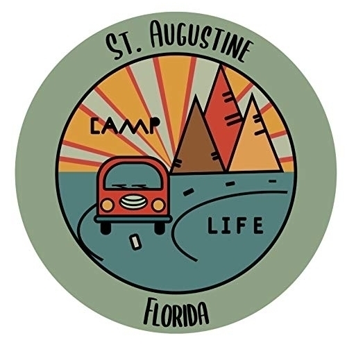 St. Augustine Florida Souvenir Decorative Stickers (Choose Theme And Size) - Single Unit, 4-Inch, Camp Life