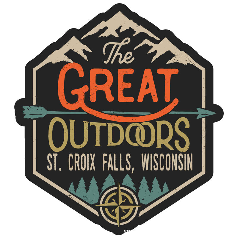 St. Croix Falls Wisconsin Souvenir Decorative Stickers (Choose Theme And Size) - Single Unit, 4-Inch, Great Outdoors