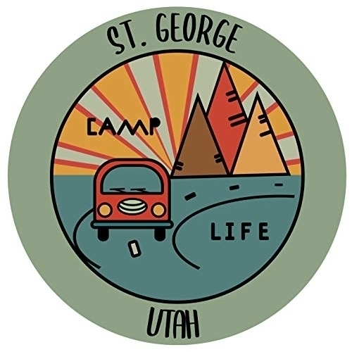 St. George Utah Souvenir Decorative Stickers (Choose Theme And Size) - Single Unit, 4-Inch, Camp Life
