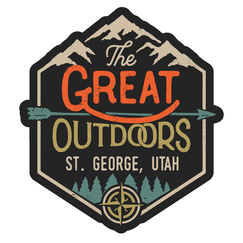 St. George Utah Souvenir Decorative Stickers (Choose Theme And Size) - Single Unit, 4-Inch, Adventures Awaits