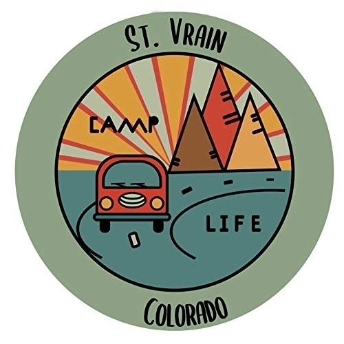 St. Vrain Colorado Souvenir Decorative Stickers (Choose Theme And Size) - Single Unit, 2-Inch, Camp Life