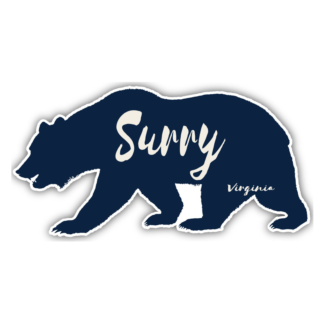 Surry Virginia Souvenir Decorative Stickers (Choose Theme And Size) - Single Unit, 4-Inch, Bear