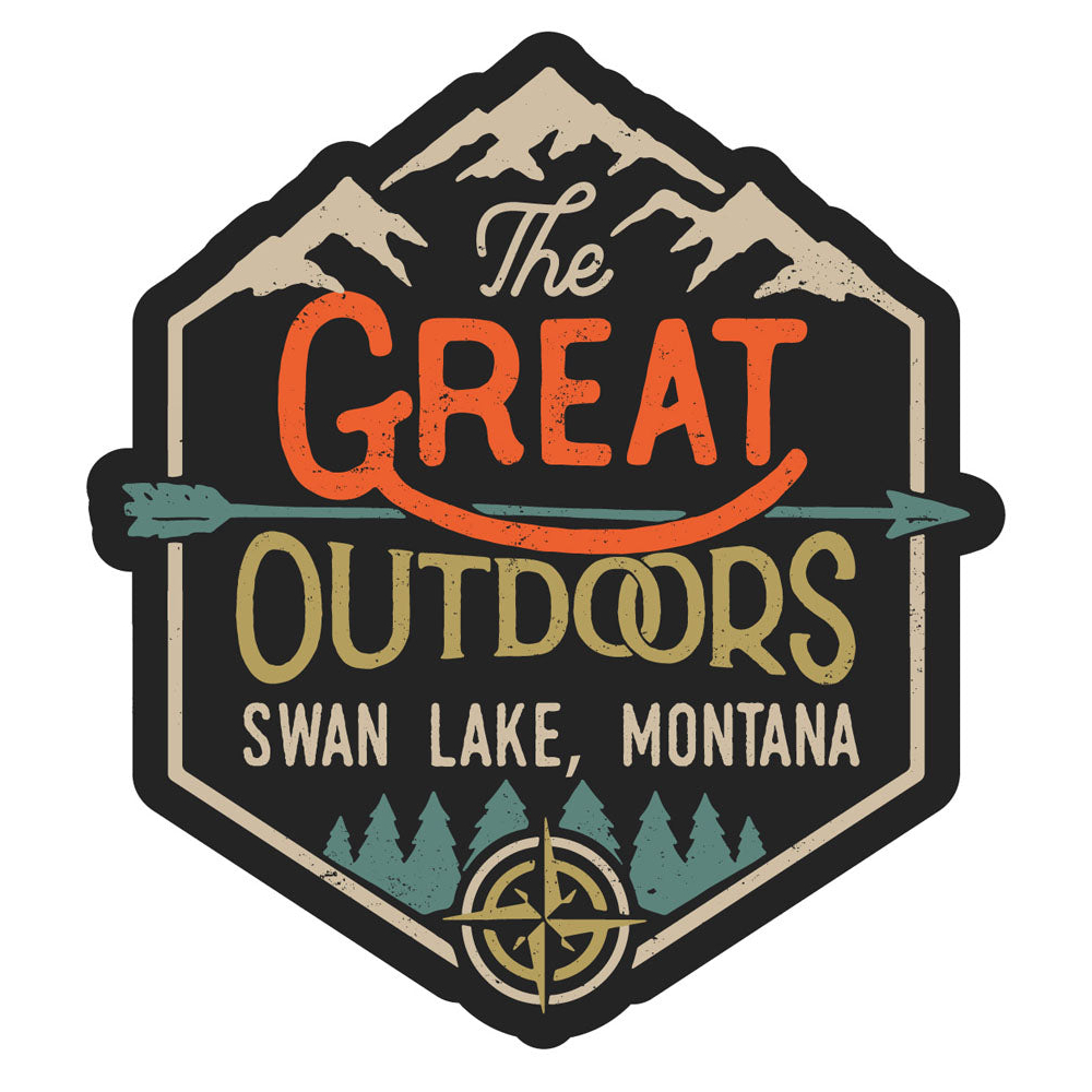 Swan Lake Montana Souvenir Decorative Stickers (Choose Theme And Size) - Single Unit, 2-Inch, Great Outdoors