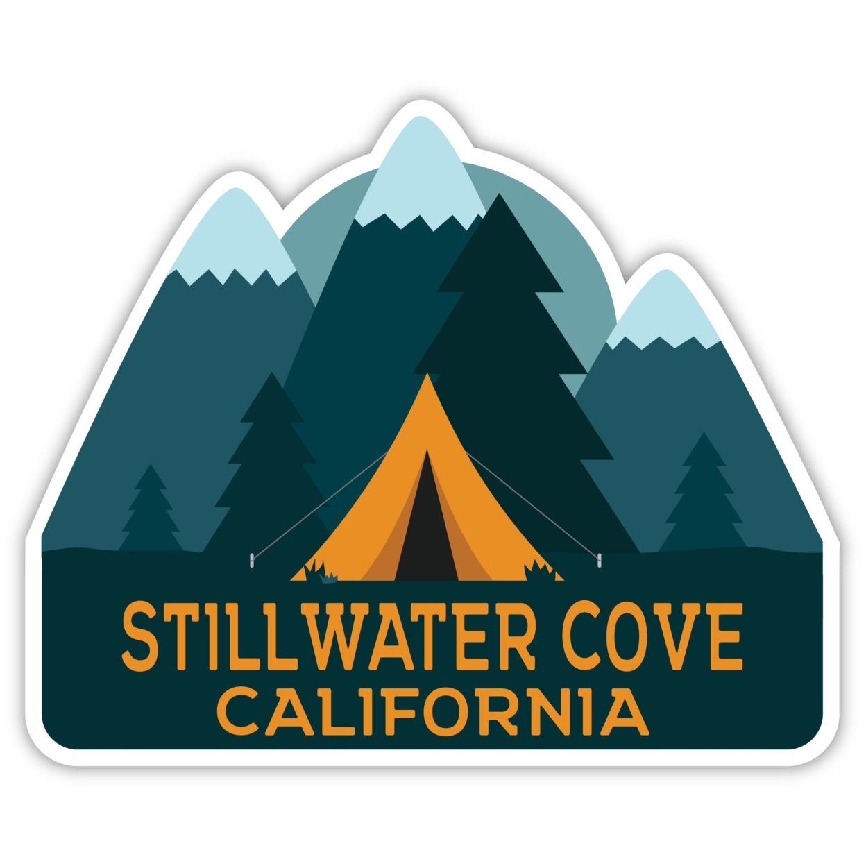 Stillwater Cove California Souvenir Decorative Stickers (Choose Theme And Size) - Single Unit, 4-Inch, Tent