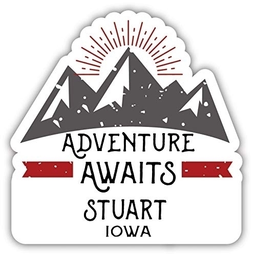 Stuart Iowa Souvenir Decorative Stickers (Choose Theme And Size) - Single Unit, 4-Inch, Adventures Awaits
