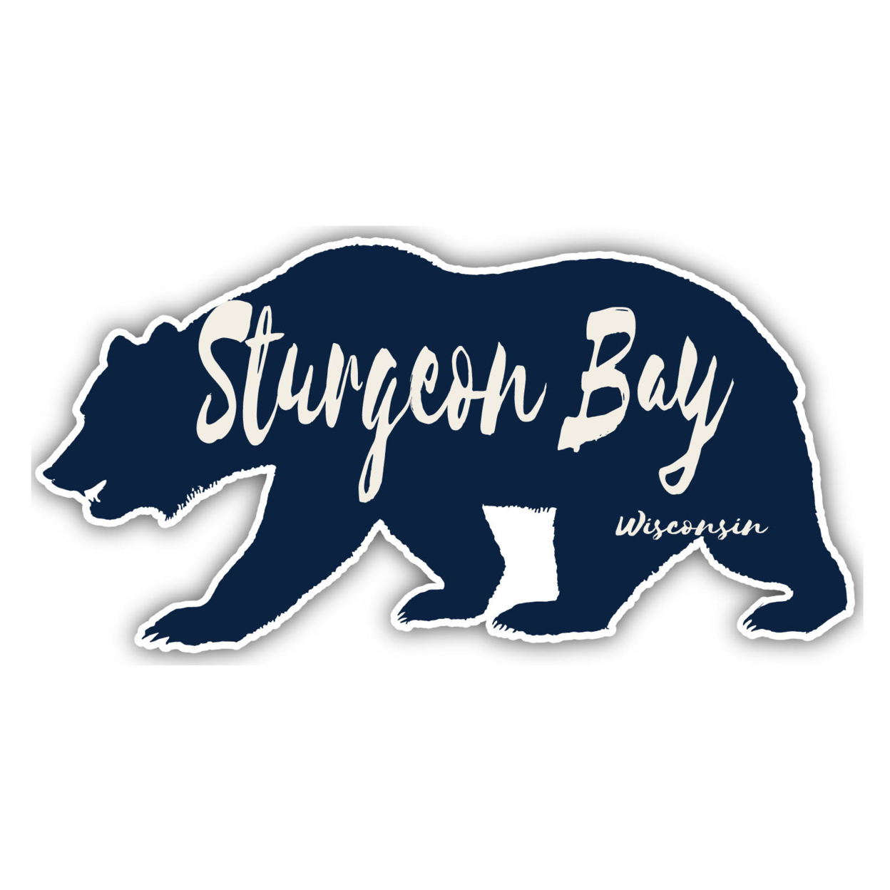 Sturgeon Bay Wisconsin Souvenir Decorative Stickers (Choose Theme And Size) - Single Unit, 4-Inch, Bear