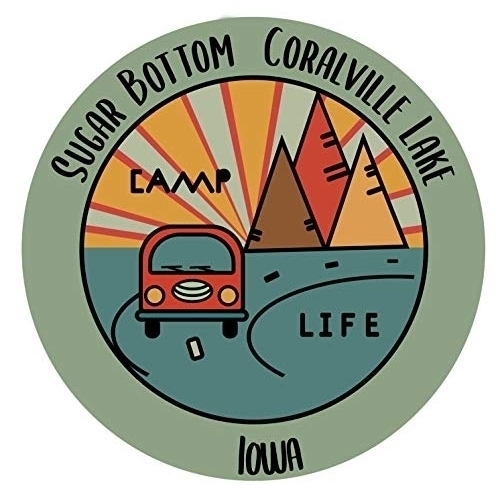 Sugar Bottom Coralville Lake Iowa Souvenir Decorative Stickers (Choose Theme And Size) - Single Unit, 4-Inch, Camp Life